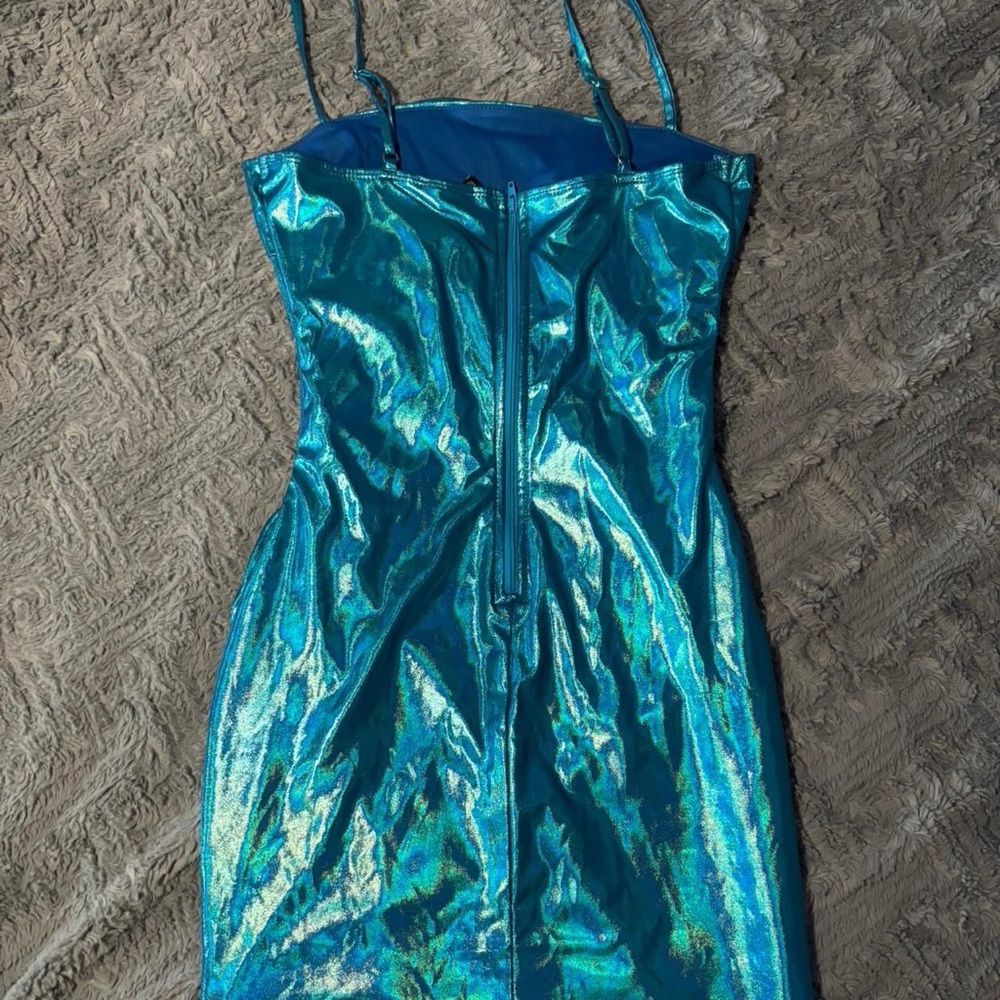 Metallic Iridescent Blue Mini Dress✨